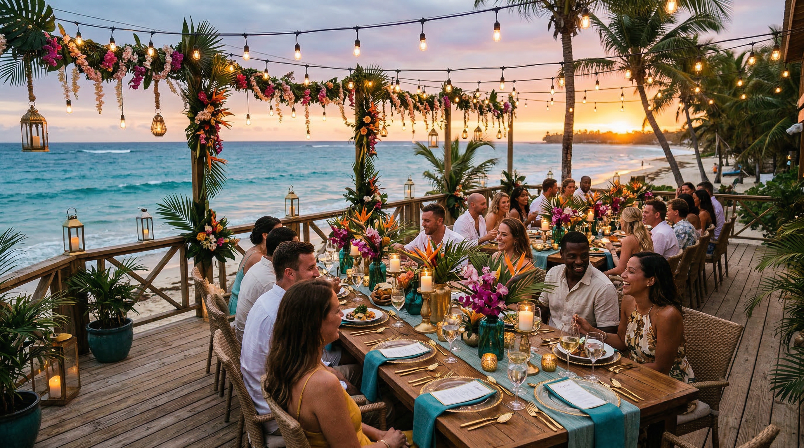 Private beachfront dinner event at Pirate Hideout